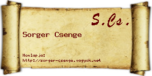 Sorger Csenge névjegykártya